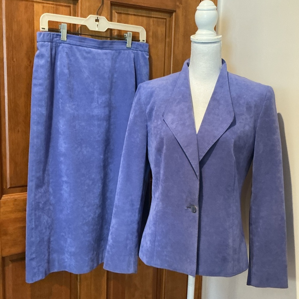 Vintage Lilli Ann Lavender UltraSuede Blazer & Skirt Suit Set